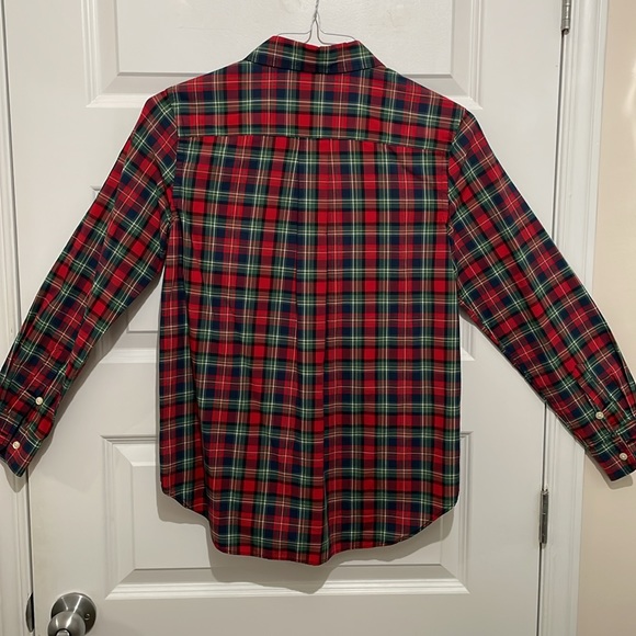 Polo Ralph Lauren Button Up Boys L (14-16) Red Green Plaid Cotton Long Sleeve - Picture 7 of 11